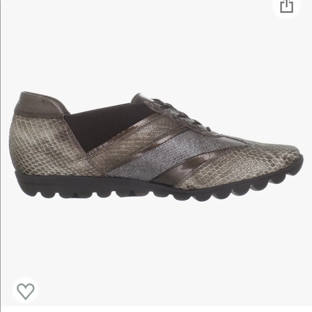 Sesto Meucci Brown Leather Snakeskin Jaxine Comfort Fashion Sneakers Sz 7.5